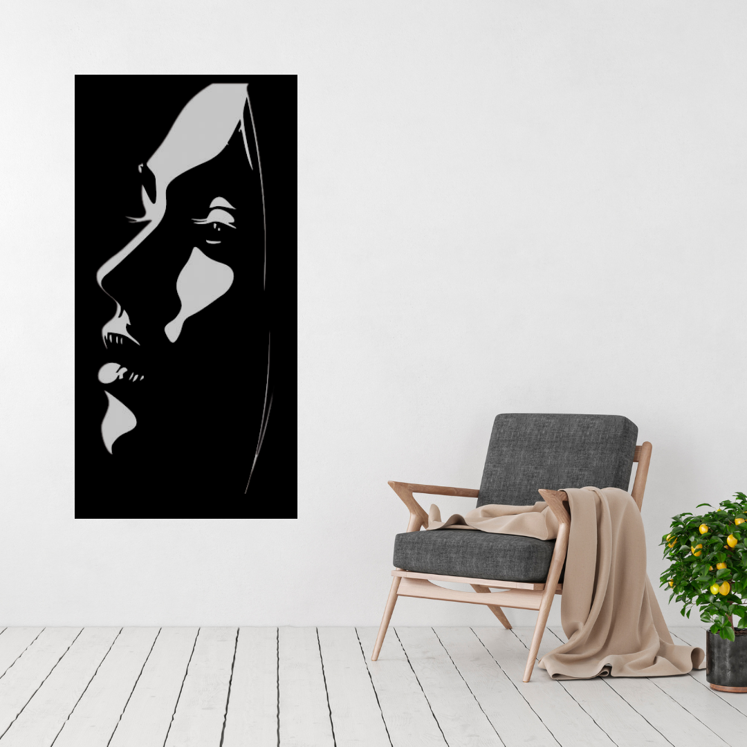 Female wall art displayed in a modern bedroom or dressing space