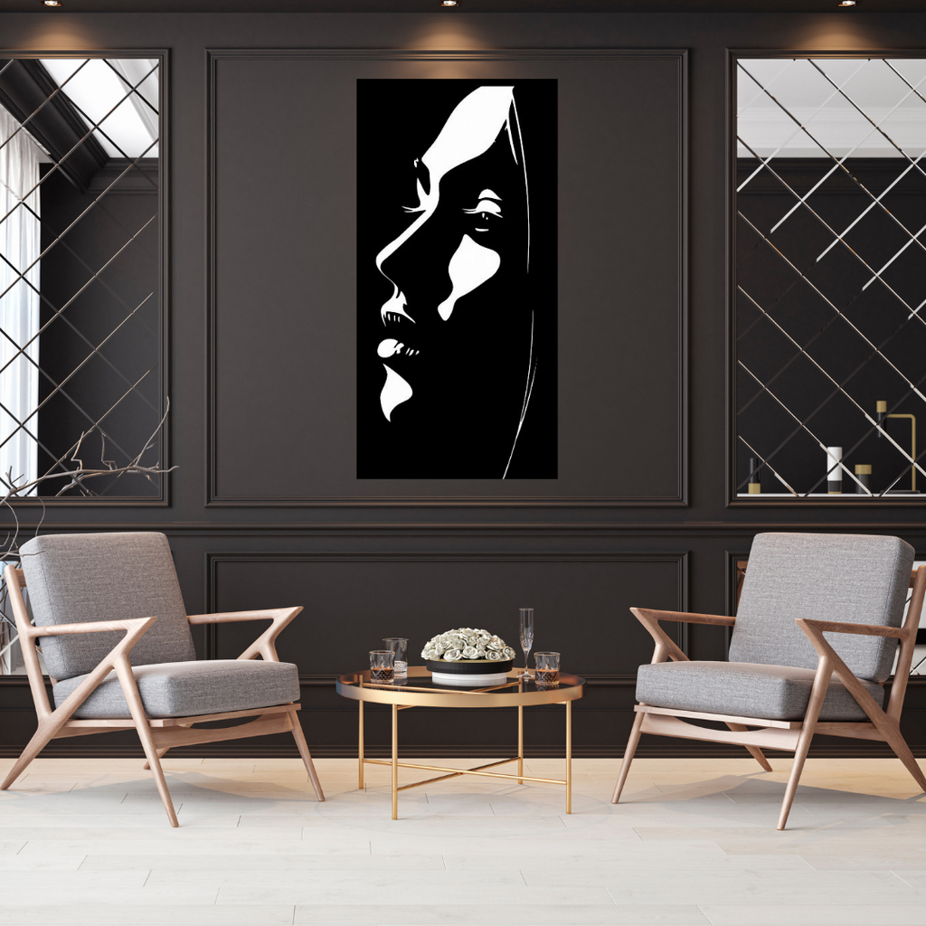 Female metal wall art as a statement piece in a luxury interior setting