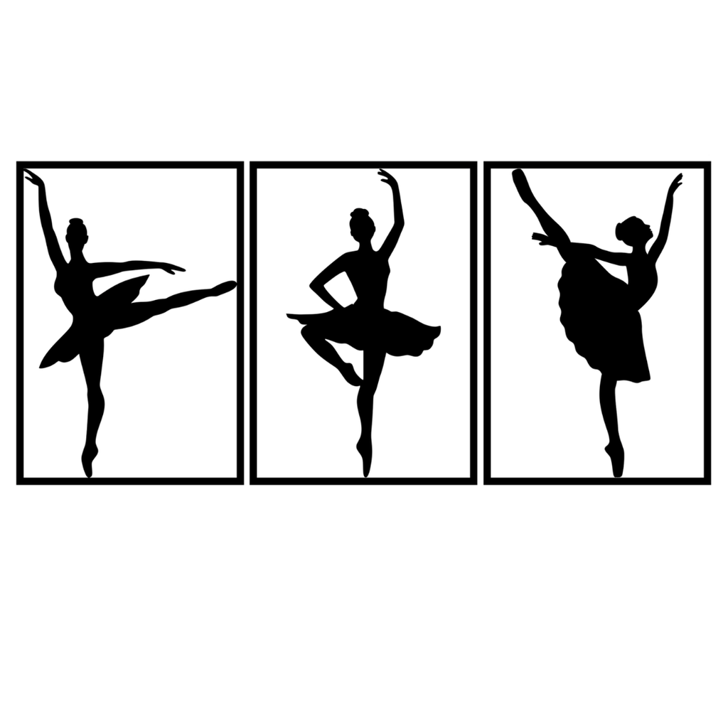Ethereal Dance | Ballet Trio Panel Metal Wall Art Set crafted from premium laser-cut powder-coated steel.