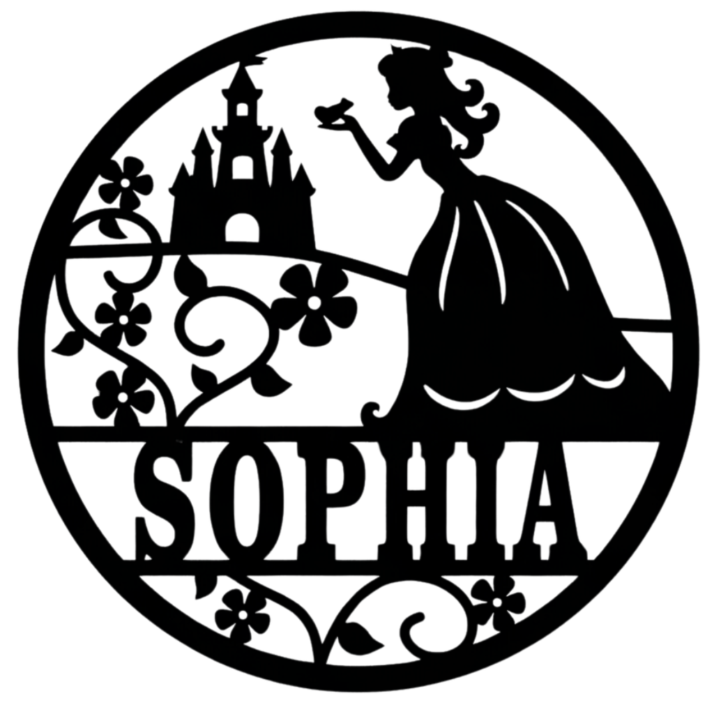 Fairytale Princess metal sign isolated on plain white background