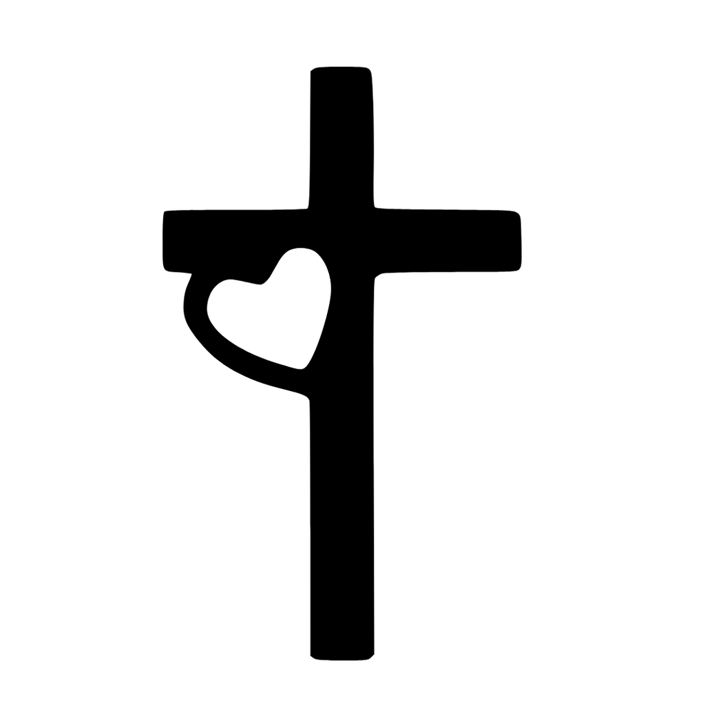 Faith and Love cross heart metal wall art isolated on a white background showing a cross with heart cut-out design