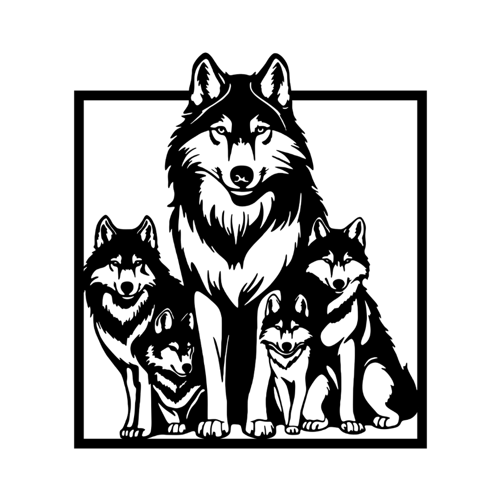 Family of the Wild | Wolf Family Metal Wall Art crafted from premium laser-cut powder-coated steel.
