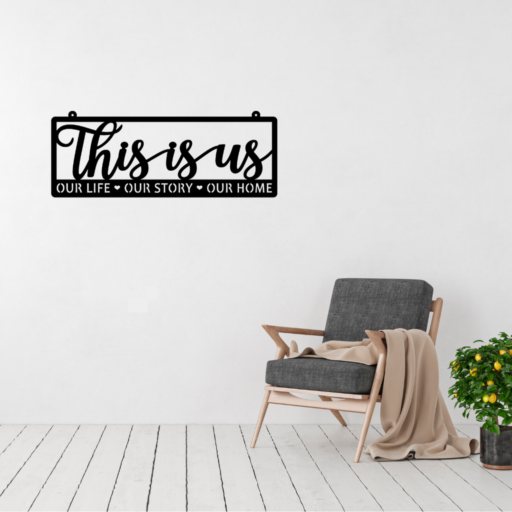 Family Story | This Is Us Metal Wall Art displayed in a modern living room.