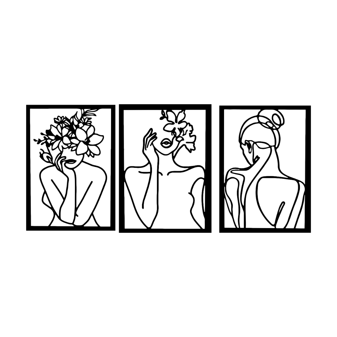 Floral Grace | Minimalist Women's Metal Wall Art Collection crafted from premium laser-cut powder-coated steel.