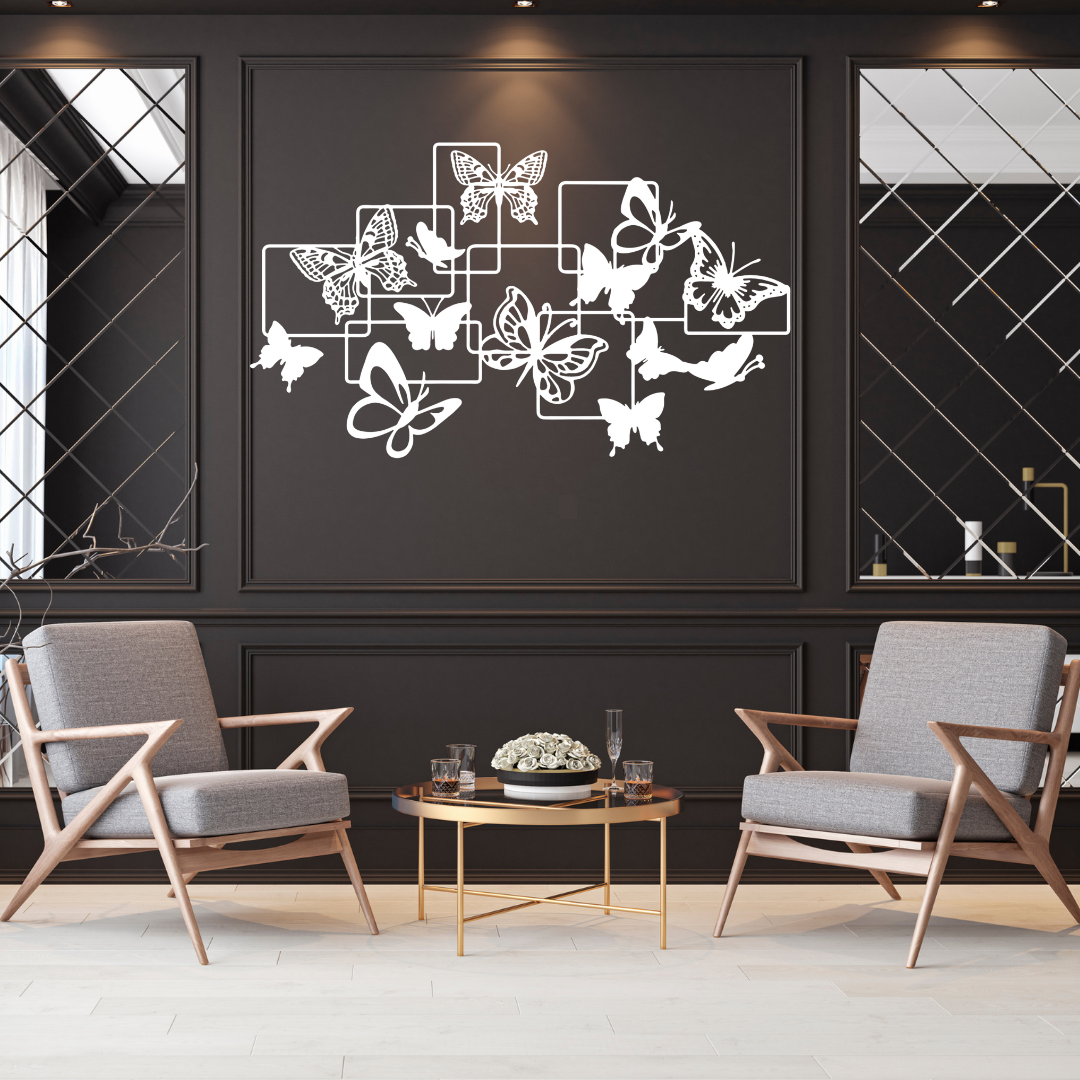 Butterfly metal wall art as a statement piece in a luxury interior