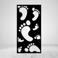Footprints playful metal privacy screen featuring multiple footprints in different sizes and orientations