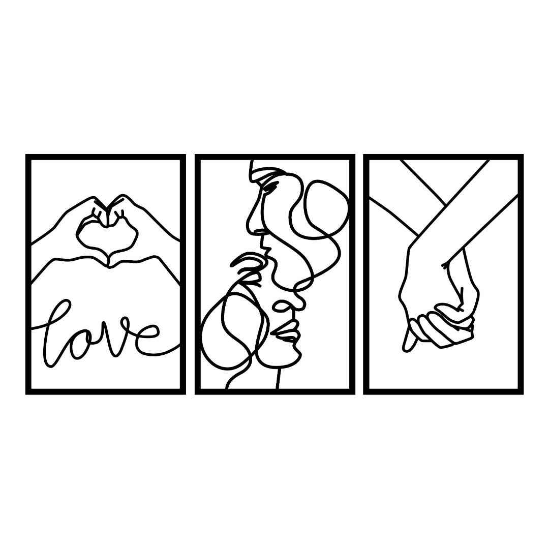 Forever in Love | Romantic Metal Wall Art Set (3 Piece Collection) crafted from premium laser-cut powder-coated steel.