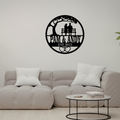 Romantic anniversary metal wall art displayed in a modern bedroom