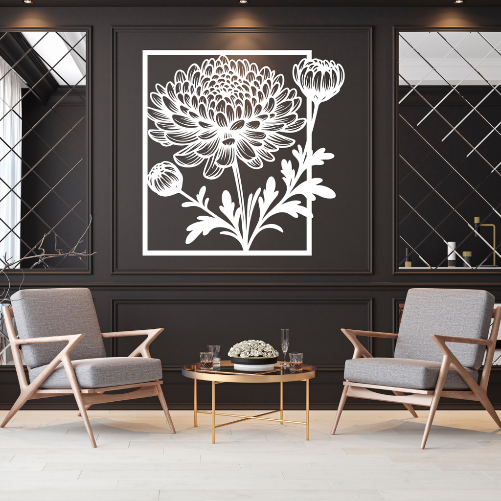Floral metal wall art as a statement piece in a luxury interior setting