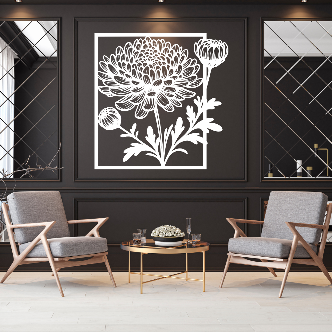 Floral metal wall art as a statement piece in a luxury interior setting
