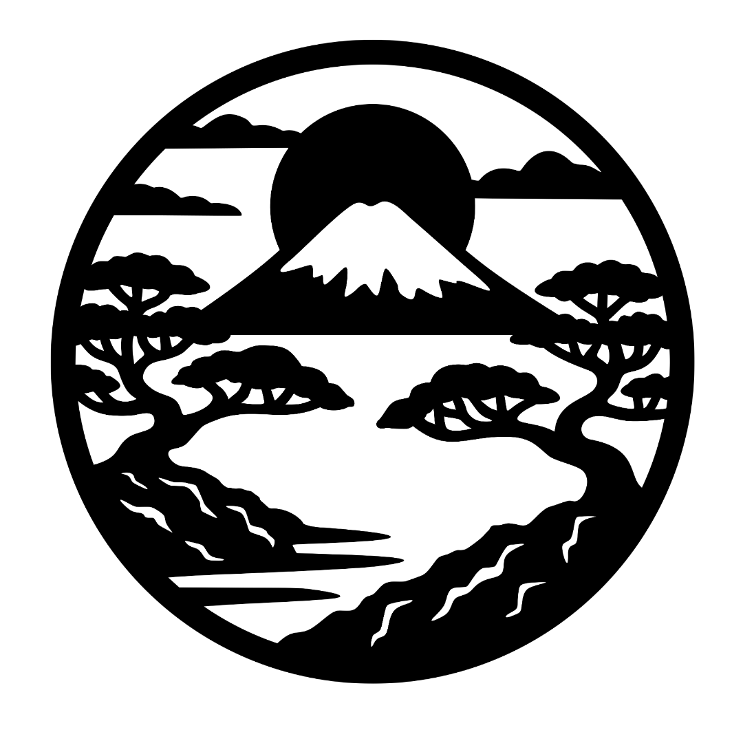 Fuji Serenity | Mount Fuji Bonsai Metal Wall Art crafted from premium laser-cut powder-coated steel.