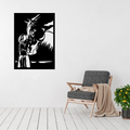 Gentle Bond horse and child metal wall art displayed on a bright modern living room wall.