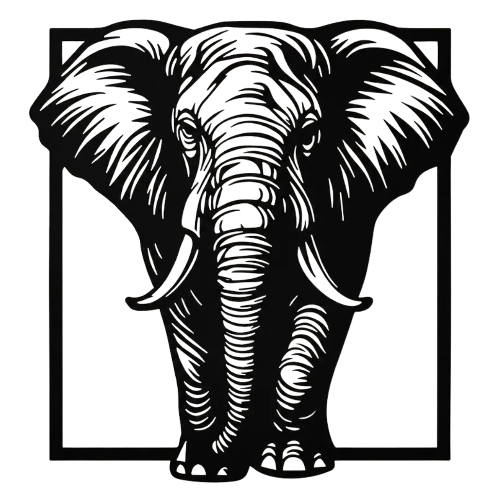 Gentle Giant | Elephant Portrait Metal Wall Art crafted from premium laser-cut powder-coated steel.