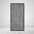 Geo Flow abstract geometric metal privacy screen with interlocking lines and angular cut-out pattern