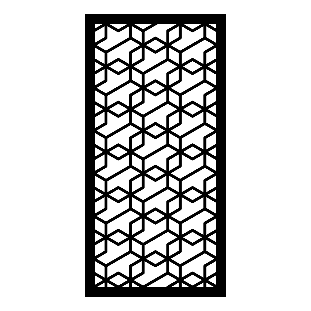 Geo Nexus contemporary geometric metal privacy panel isolated on a white background highlighting precision-cut angular detailing