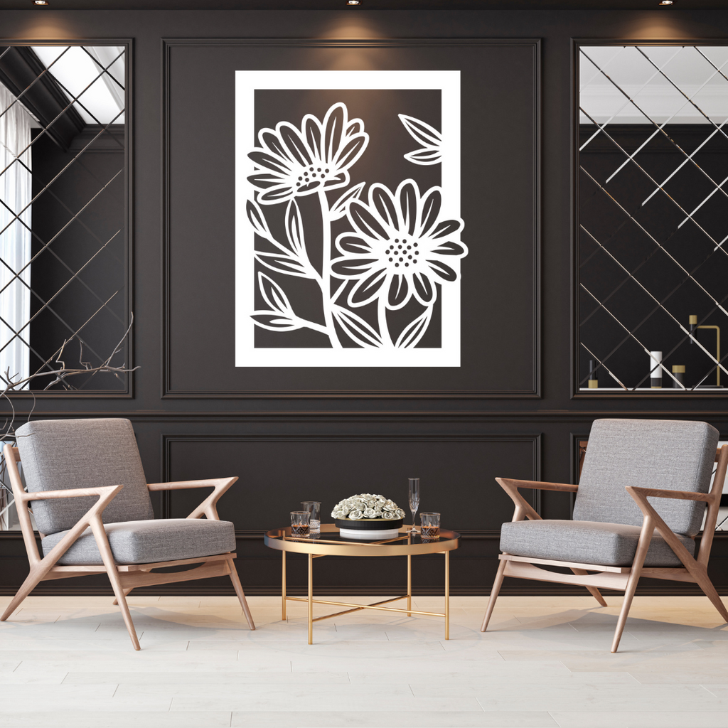 Sunflower metal wall art as a statement piece in a luxury interior