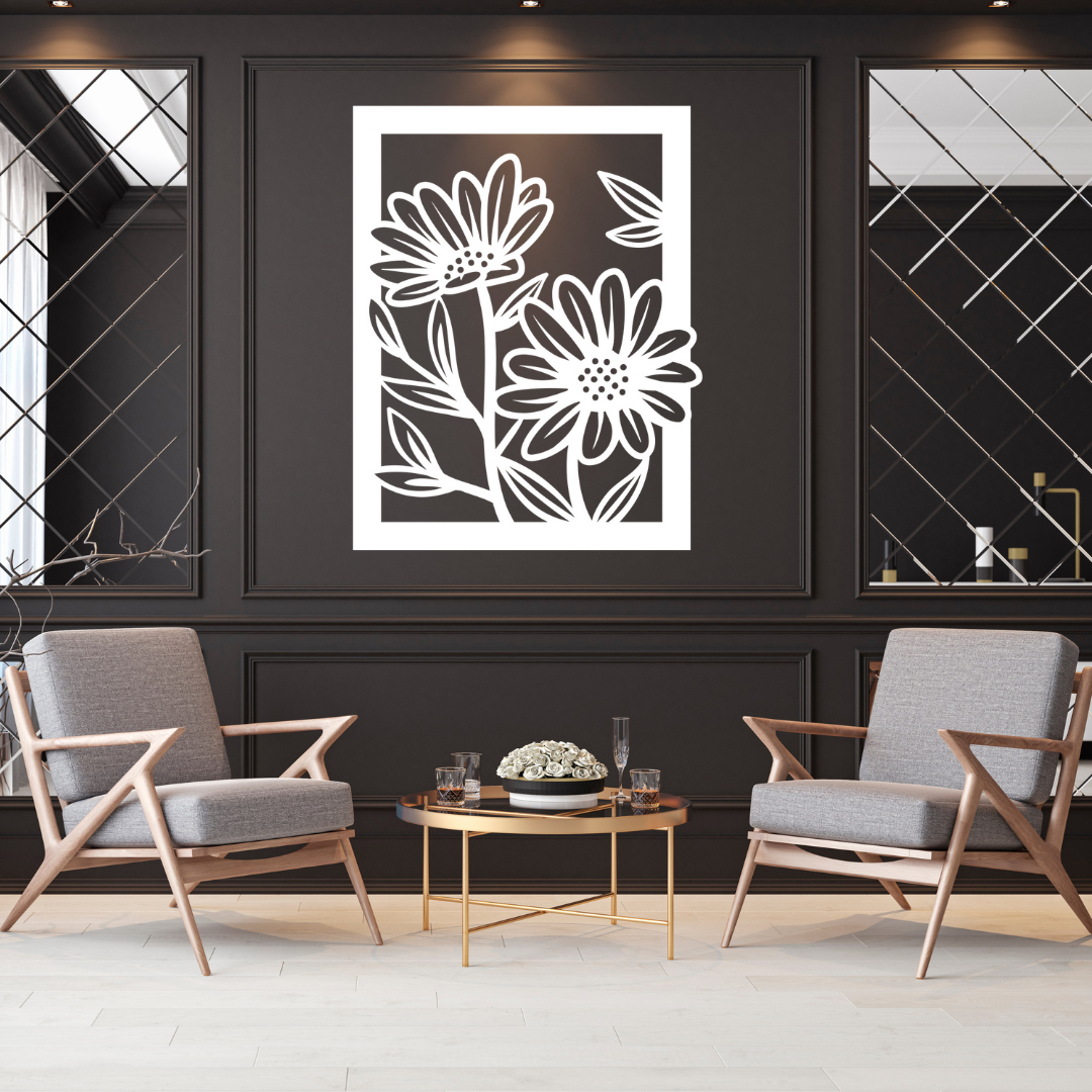 Sunflower metal wall art as a statement piece in a luxury interior