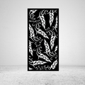 Golden Harvest wheat vine metal privacy screen mounted against a light grey wall with rustic botanical design