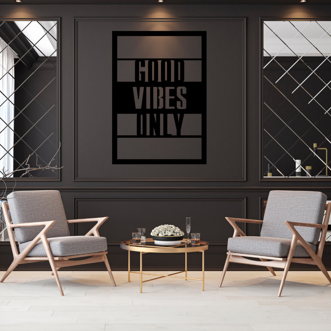 Text metal wall art as a statement piece in a stylish interior