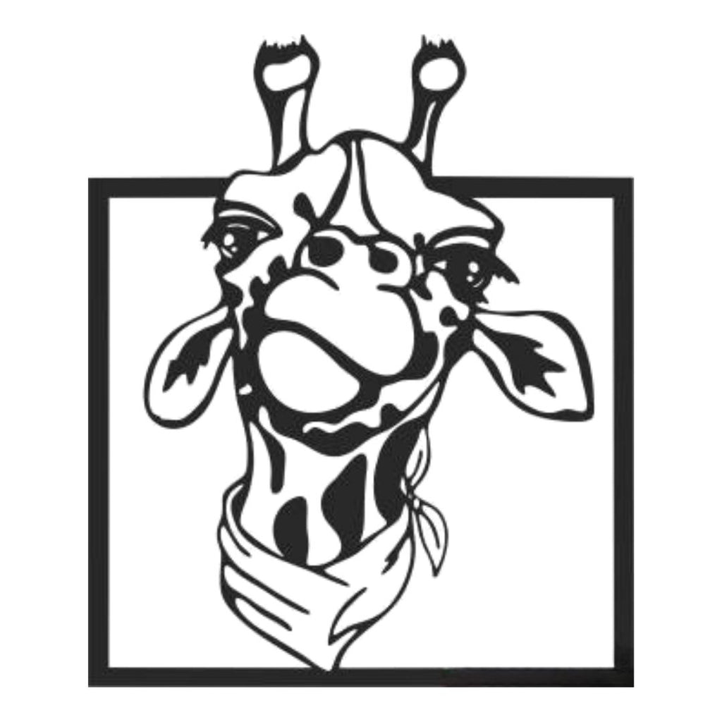 Giraffe metal wall art playful animal design extending beyond frame