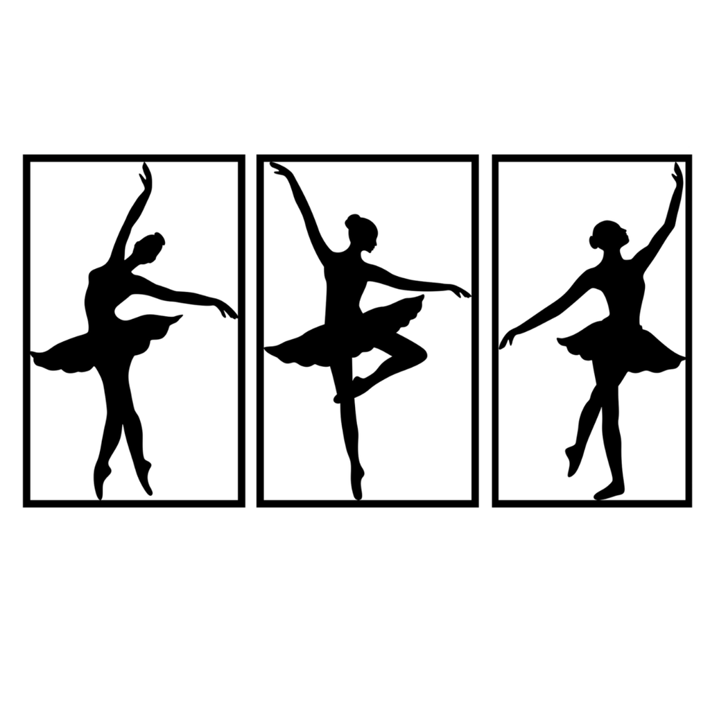 Grace in Motion | Ballerina Trio Metal Wall Art crafted from premium laser-cut powder-coated steel.