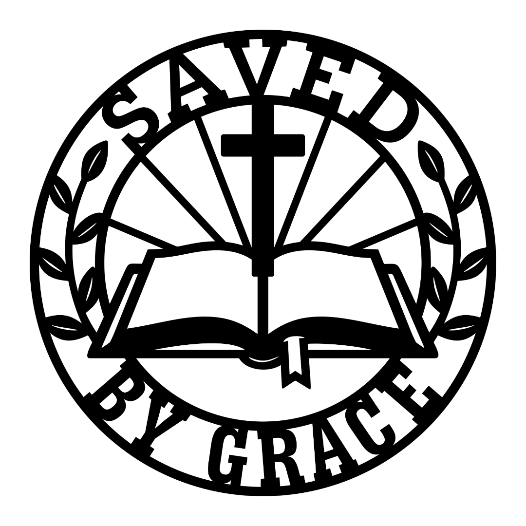 Grace and Redemption Saved by Grace metal wall art isolated on a white background showing an open Bible, cross and botanical details