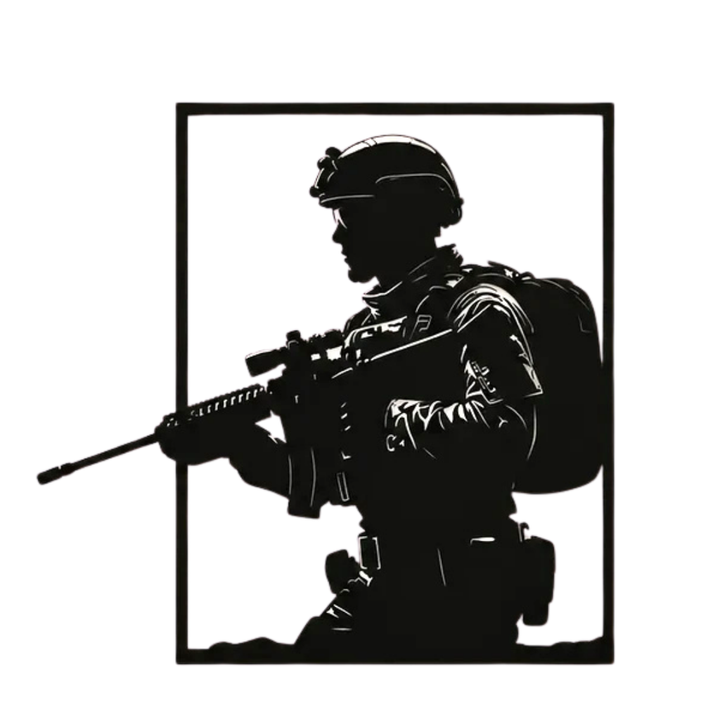 Guardian | Tactical Soldier Metal Wall Art crafted from premium laser-cut powder-coated steel.