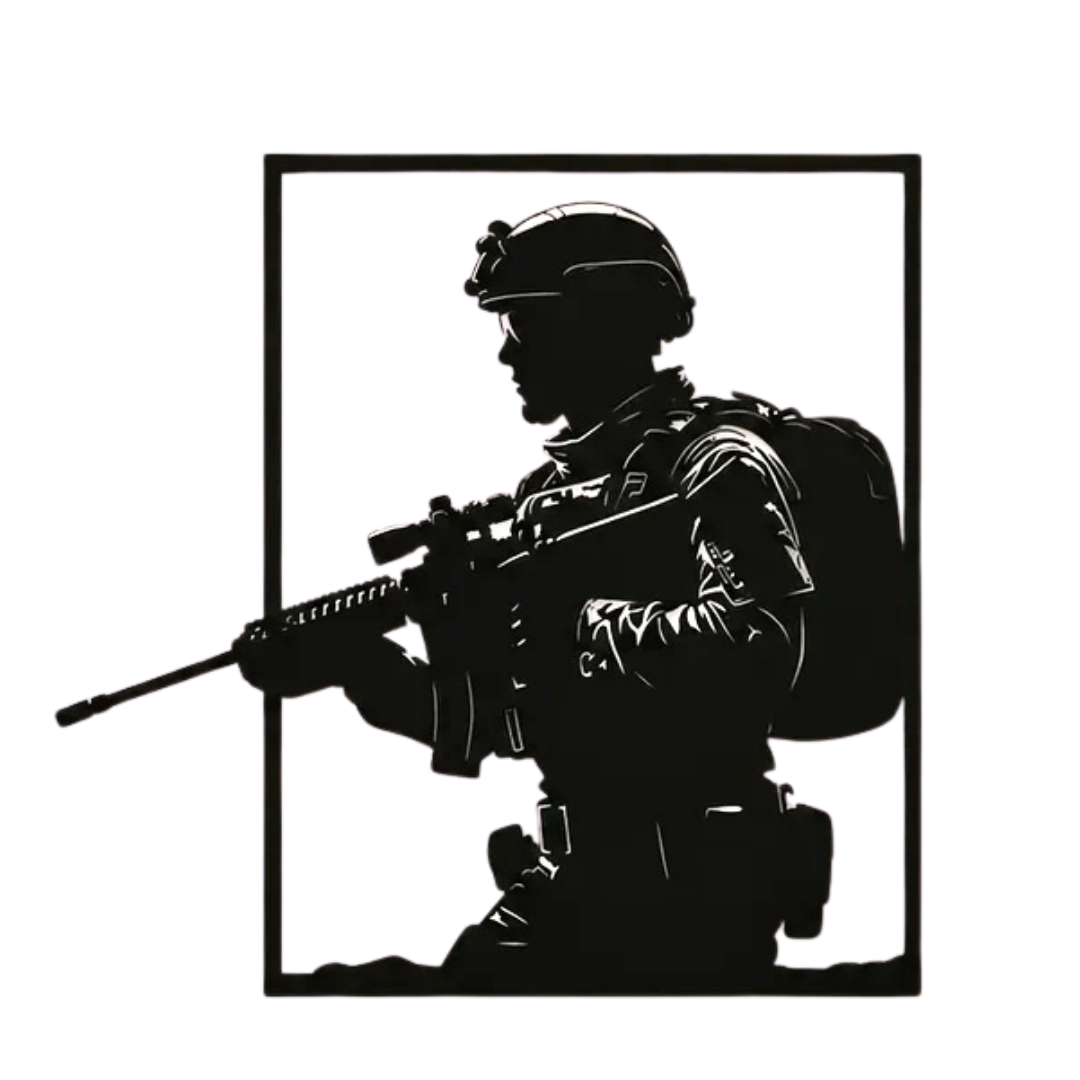 Guardian | Tactical Soldier Metal Wall Art crafted from premium laser-cut powder-coated steel.