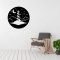 Guiding Light | Lighthouse Metal Wall Art displayed in a modern living room.