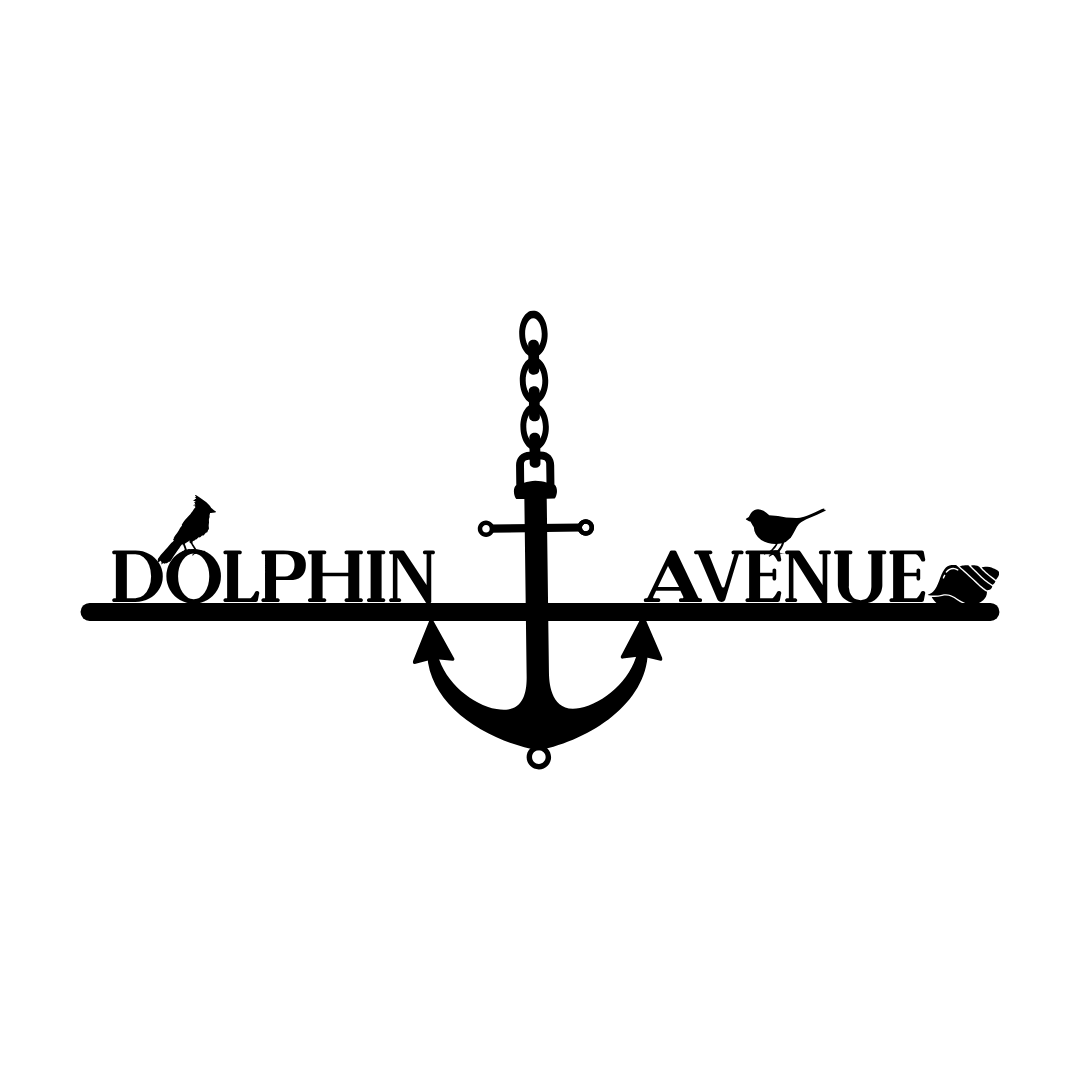Metal house number plaque isolated on a plain white background with nautical styling