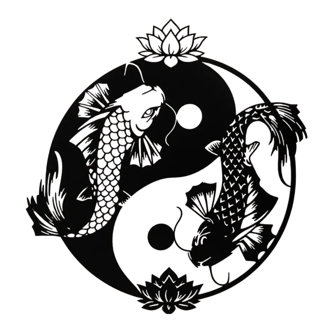 Harmony of Koi | Yin Yang Koi Metal Wall Art crafted from premium laser-cut powder-coated steel.
