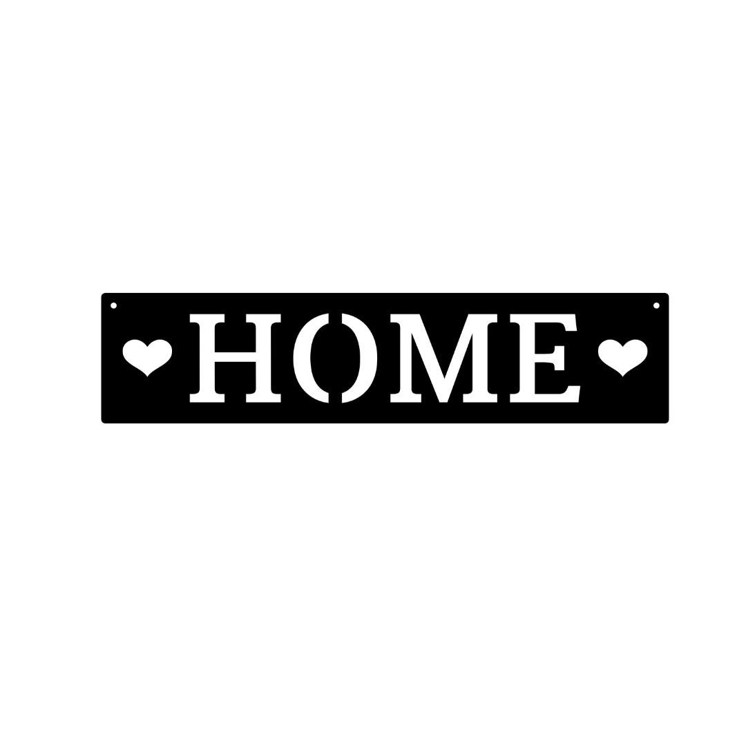 Heart of Home | HOME Horizontal Metal Wall Sign crafted from premium laser-cut powder-coated steel.