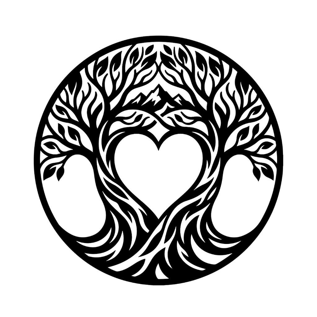 Heart of Nature tree and heart metal wall art on a white background
