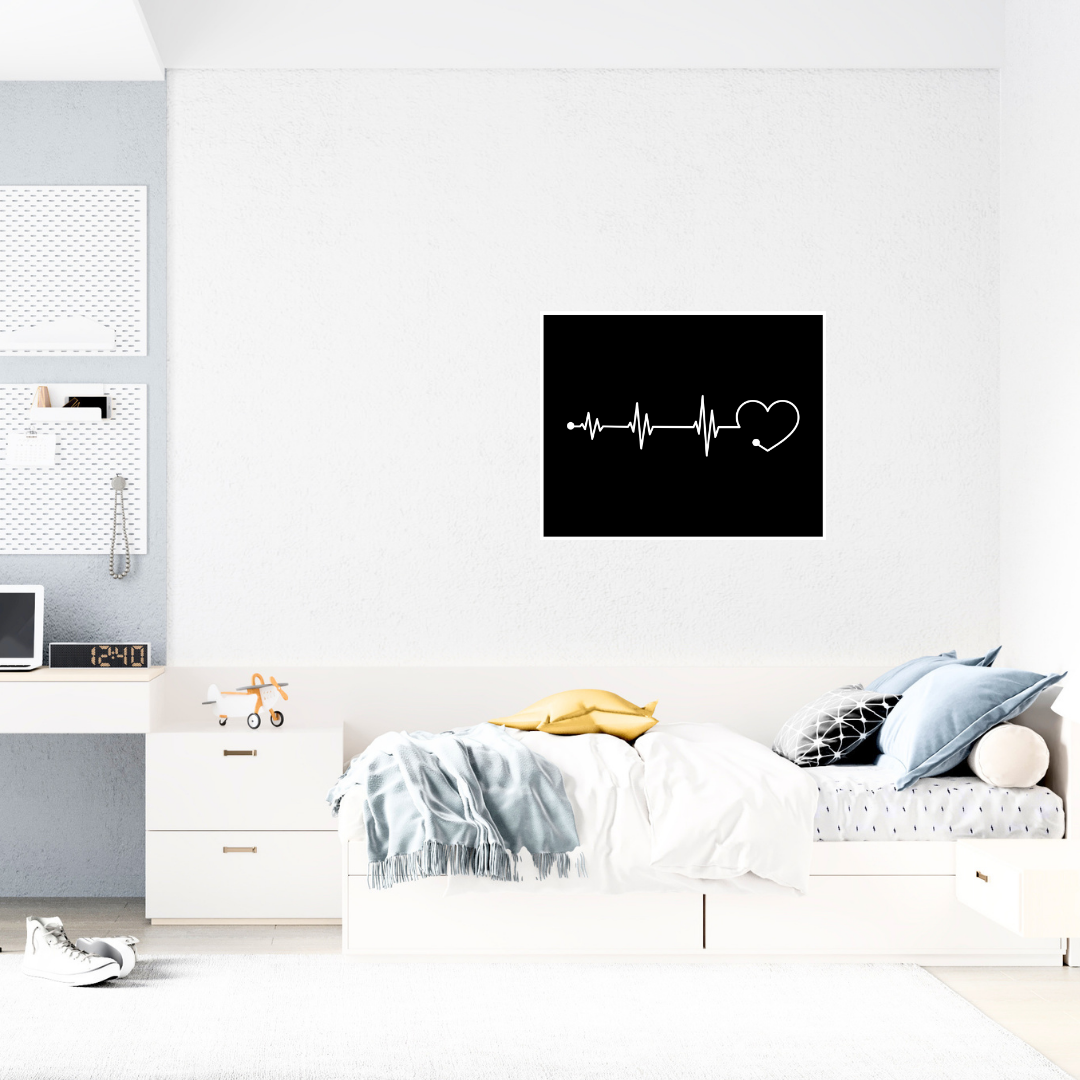 Heartfelt Moments | Heartbeat Love Metal Wall Art installed in a stylish modern living room.
