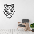 Wolf metal wall art displayed in a modern minimalist interior space