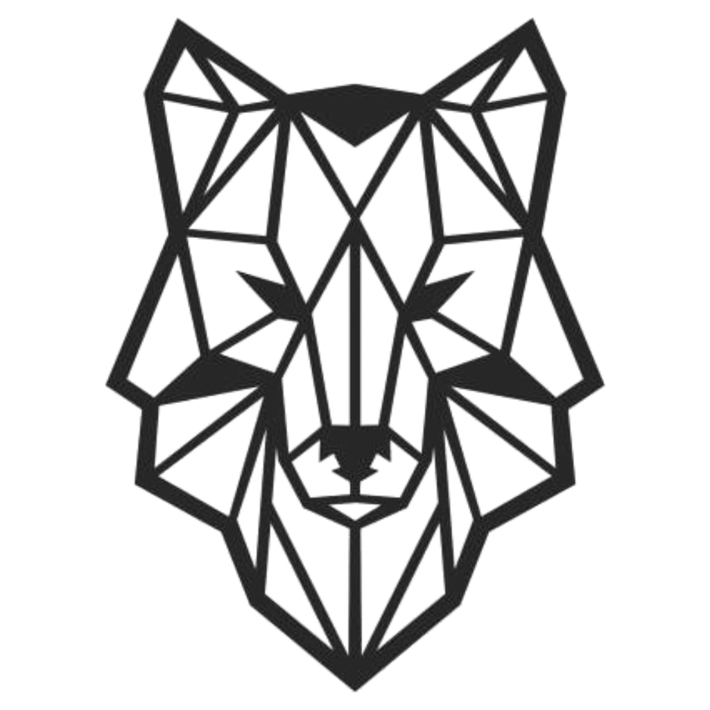 Polygonal wolf metal wall art geometric animal design in black finish