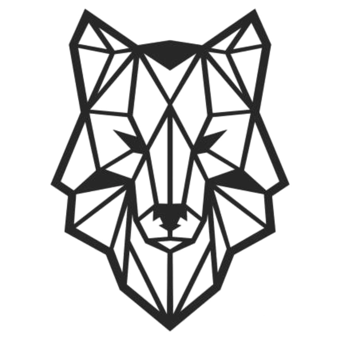 Polygonal wolf metal wall art geometric animal design in black finish