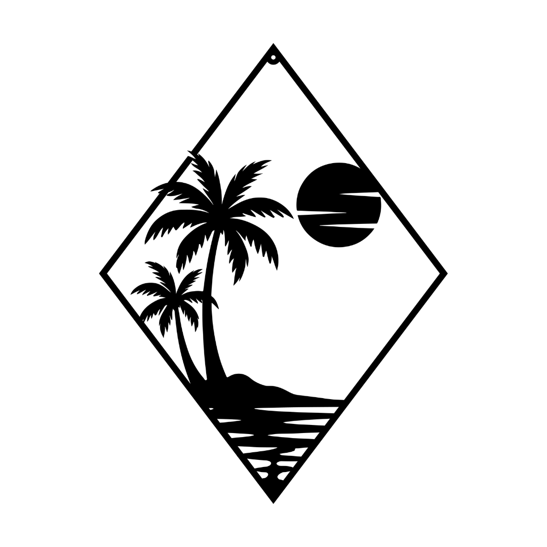 Island Escape | Tropical Sunset Metal Wall Art crafted from premium laser-cut powder-coated steel.
