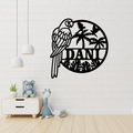 Tropical parrot wall art displayed in a colourful jungle-inspired room