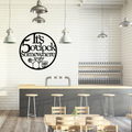 It's 5 O'Clock Somewhere | Cocktail Metal Wall Art displayed on a modern bar wall above a stylish counter.