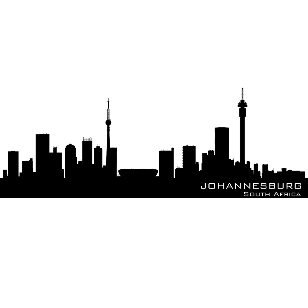 Johannesburg South Africa city skyline silhouette metal wall art on white background