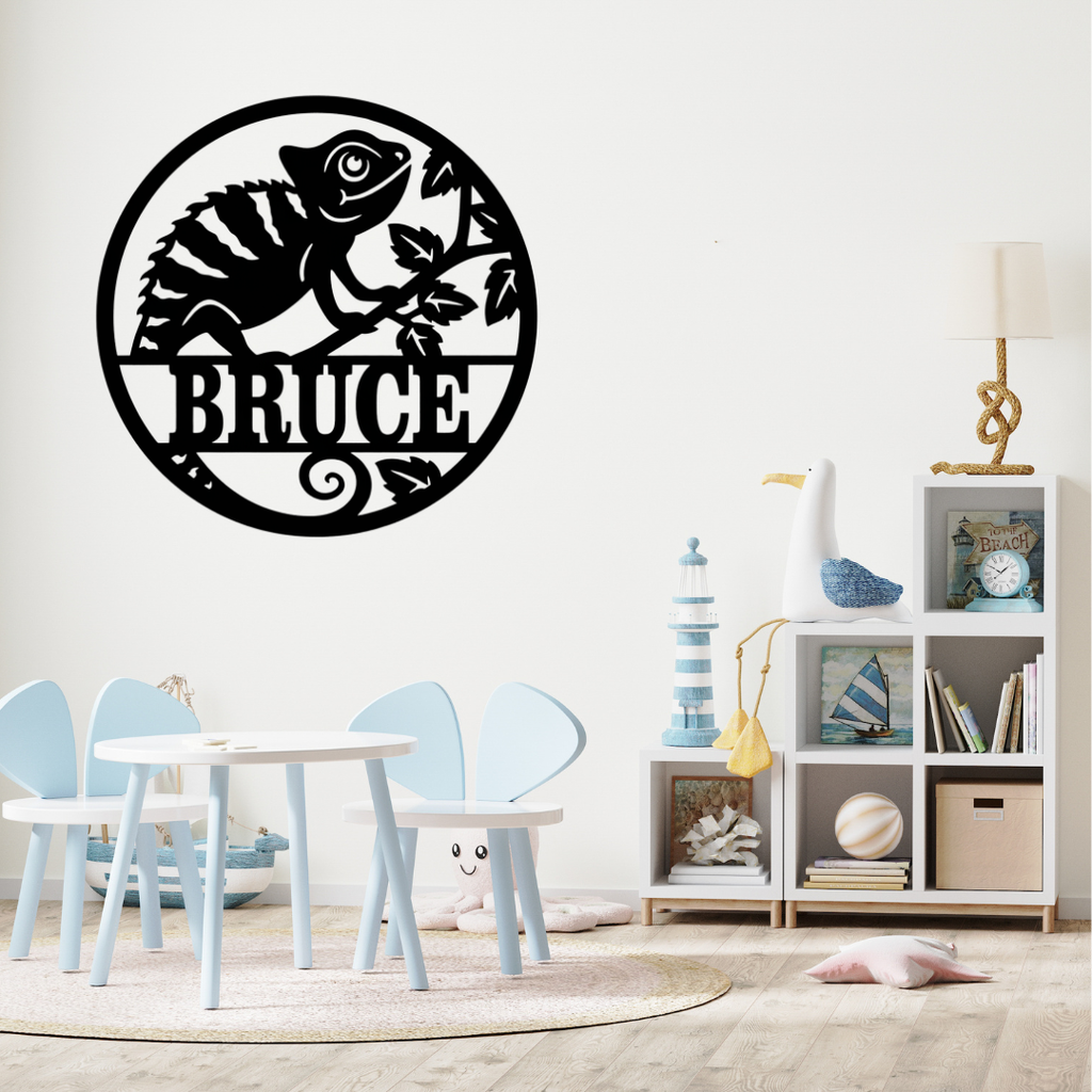 Tropical reptile décor styled in an adventurous kids room