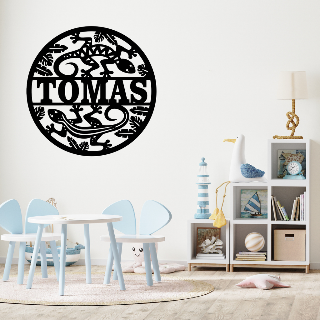 Tropical reptile décor styled in an adventurous nursery setting