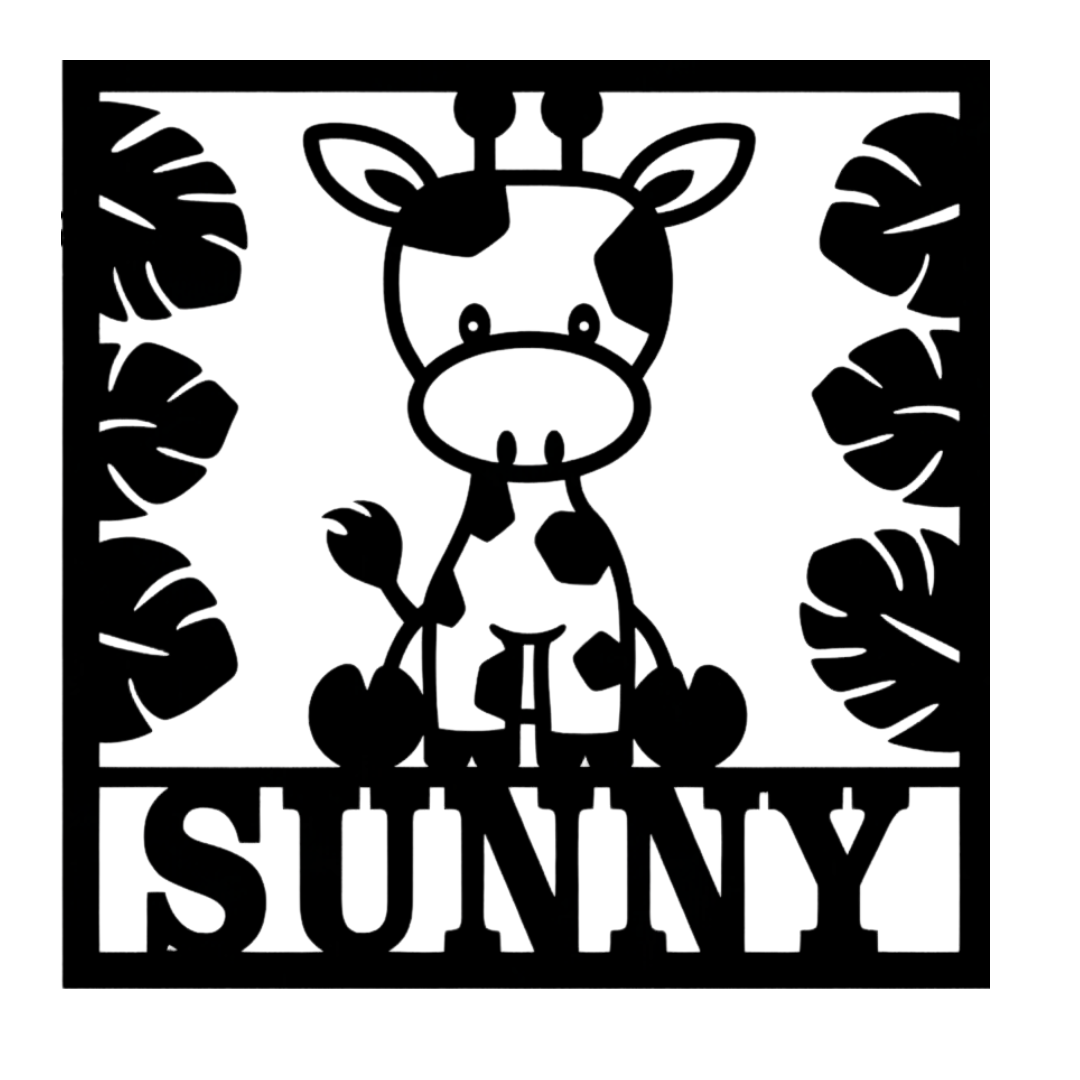 Jungle Giggles giraffe metal sign isolated on plain background