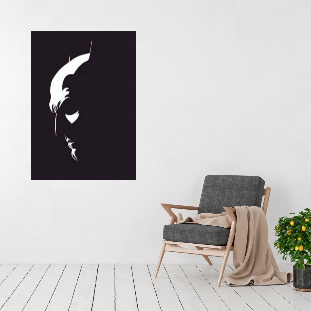 Batman wall art displayed in a modern entertainment room or office