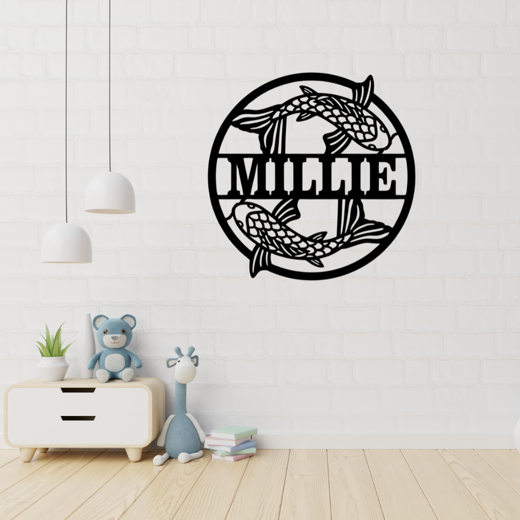 Elegant koi fish wall art displayed in a calm modern living room