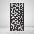 Lattice Weave geometric metal privacy screen with intricate interlocking diamond and linear cut-out pattern