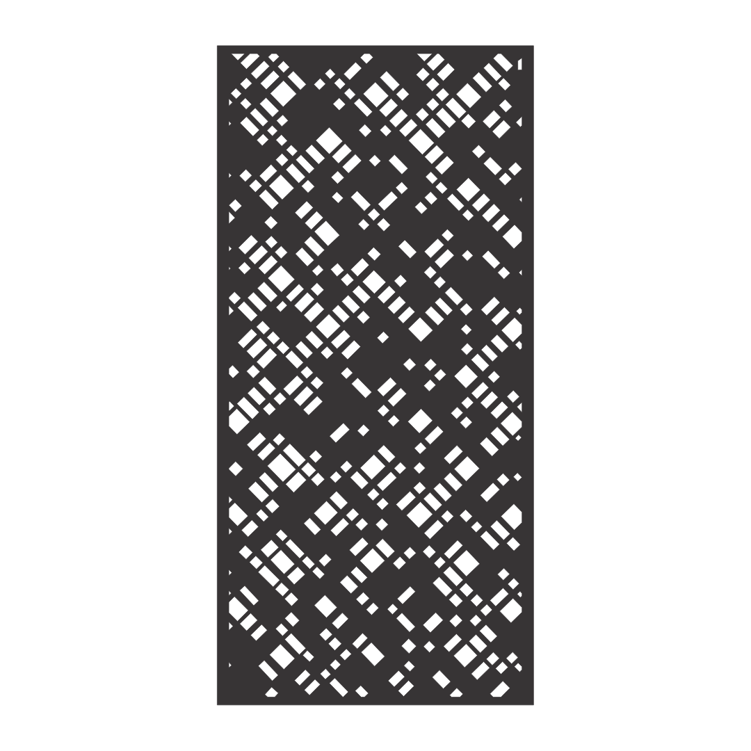 Lattice Weave decorative metal privacy panel isolated on a white background showing its detailed woven-inspired design