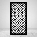 Lattice Weave interlocking geometric metal privacy screen with repeating diamond and woven band pattern