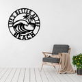 Life's Better at the Beach | Coastal Metal Wall Art displayed in a bright modern living room.